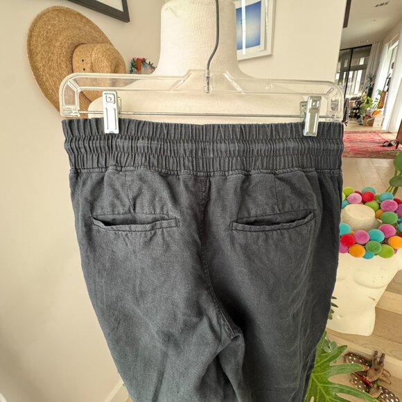 Athleta Cabo Linen Wide Leg Pants Black Drawstring 8 - Picture 8 of 13